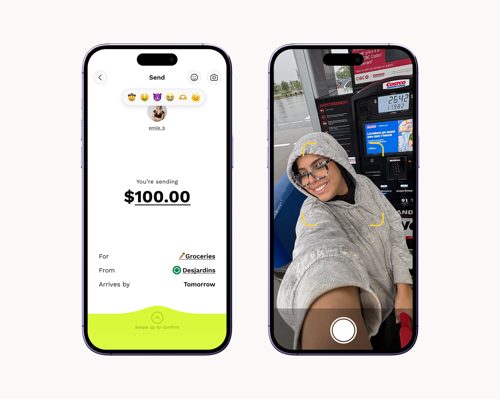 Bounce — interactions sociales avec emoji et photo